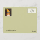 blauwvogel met een pet briefkaart met inktbloesem (Achterkant)