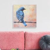 Blauwvogel met kunstschildpad canvas afdruk (Insitu (Woonkamer))