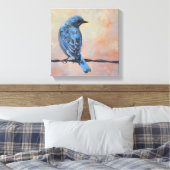 Blauwvogel met kunstschildpad canvas afdruk (Insitu (Slaapkamer))