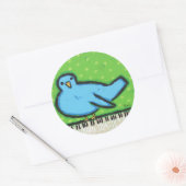 Blauwvogel met piano stickers (Envelop)