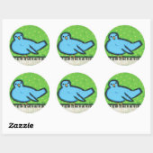 Blauwvogel met piano stickers (Vel)