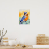 Blauwvogel met Waterverf eieren Poster (Keuken)