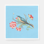 Blauwvogel op anjers, illustratie, servet (Voorkant)