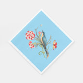 Blauwvogel op anjers, illustratie, servet (Hoek)