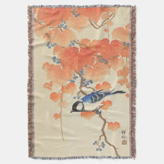 Blauwvogel op een Paulownia-boom Deken (Voorkant Verticaal)