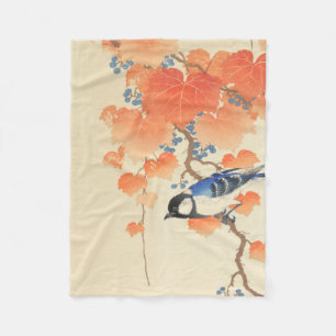 Blauwvogel op een Paulownia-boom Fleece Deken