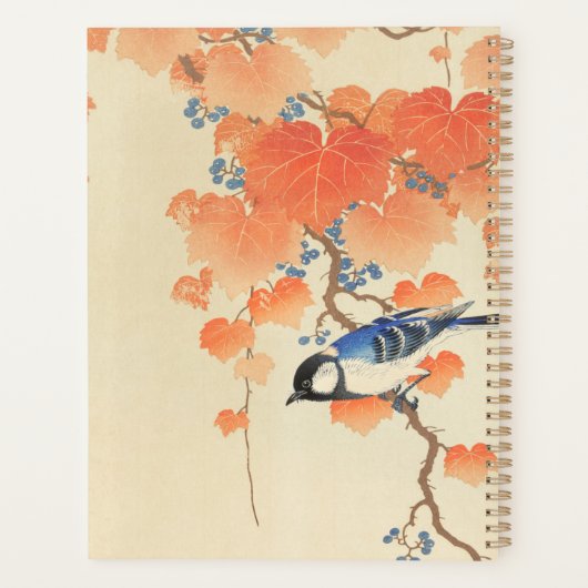 Blauwvogel op een Paulownia-boom  Planner (Achterkant)