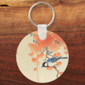 Blauwvogel op een Paulownia-boom Sleutelhanger (Voorkant)