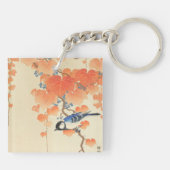 Blauwvogel op een Paulownia-boom Sleutelhanger (Achterkant)