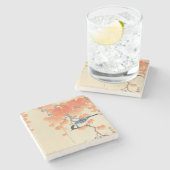 Blauwvogel op een Paulownia-boom Stenen Onderzetter (Zijkant)