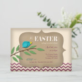 Blauwvogel op een vertakkingsramboek Pasen Kaart (Staand voorkant)