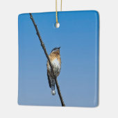 Blauwvogel op tak keramisch ornament (Links)