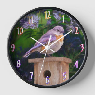 Blauwvogel op vogelhuis (Vrouw) Schilderij - Origi