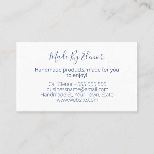 Blauwvogel op wit handgemaakt visitekaartje (Achterkant)