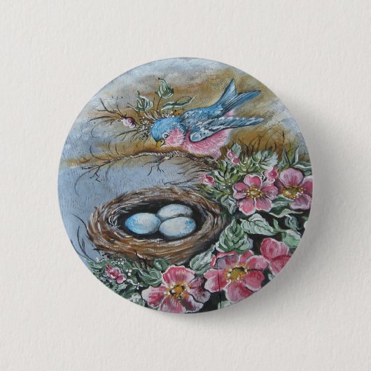 Blauwvogel Ronde Button 5,7 Cm (Voorkant)