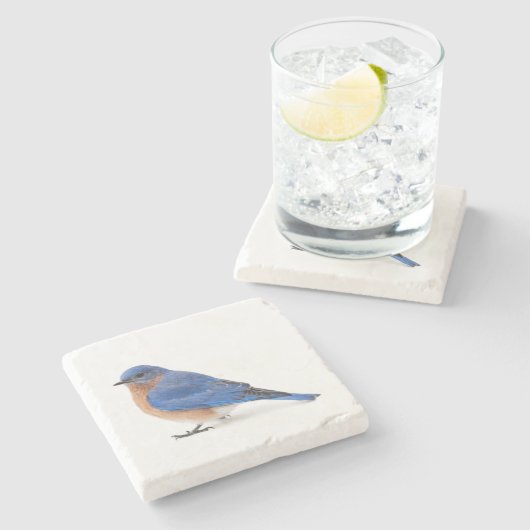 Blauwvogel Stenen Onderzetter (Zijkant)