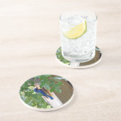 Blauwvogel thuis zandsteen onderzetter (Zijkant)