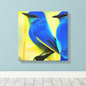 Blauwvogel van de Kunst van het Gelukscanvas Canvas Afdruk (Insitu (Houten vloer))