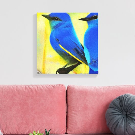 Blauwvogel van de Kunst van het Gelukscanvas Canvas Afdruk (Insitu (Woonkamer))