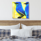 Blauwvogel van de Kunst van het Gelukscanvas Canvas Afdruk (Insitu (Slaapkamer))