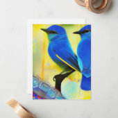 Blauwvogel van de Notitiekaarten van de Geluk Notitiekaartje (Voorkant / Achterkant in situ)