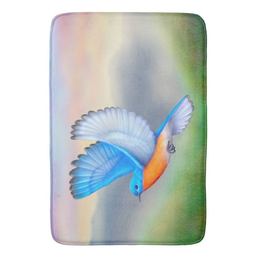 Blauwvogel van geluk Bath Mat (Voorkant Verticaal)