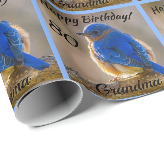 Blauwvogel van geluk Birthday Persoonlijke naam Cadeaupapier (Rol Hoek)
