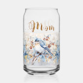 Blauwvogel van geluk blikvorm glas (Achterkant)