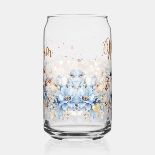 Blauwvogel van geluk blikvorm glas (Links)