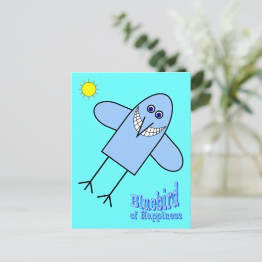 Blauwvogel van geluk briefkaart (Staand voorkant)