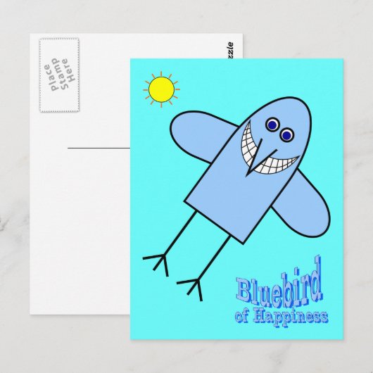 Blauwvogel van geluk briefkaart (Voorkant / Achterkant)