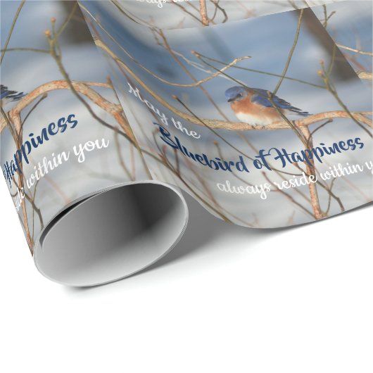 Blauwvogel van geluk Inspirerend Cadeaupapier (Rol Hoek)