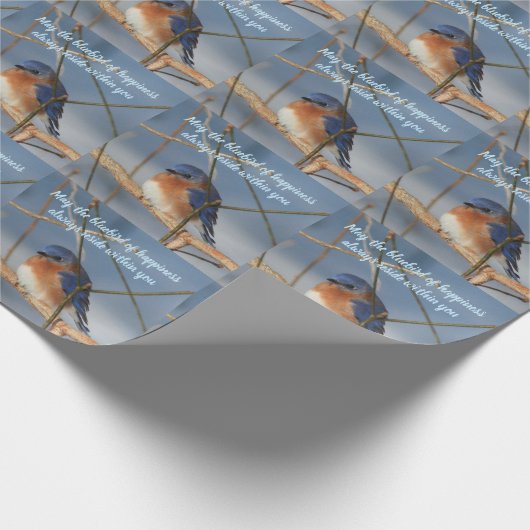 Blauwvogel van geluk Inspirerend Cadeaupapier (Hoek)