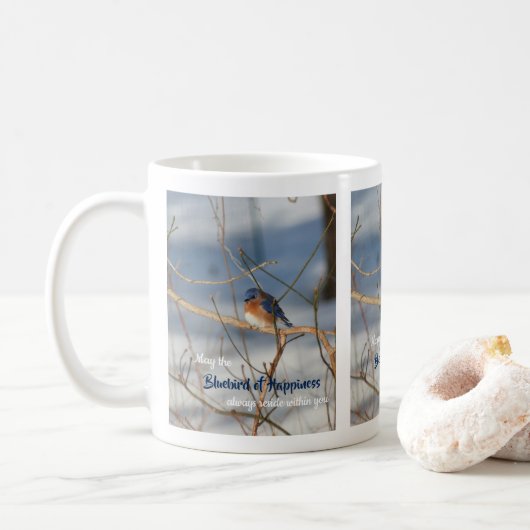 Blauwvogel van geluk Inspirerend Koffiemok (Met donut)