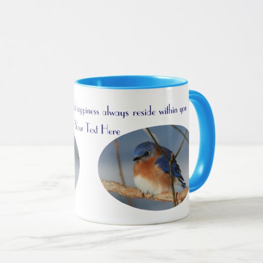 Blauwvogel van geluk Inspirerend Mok (Voorkant rechts)