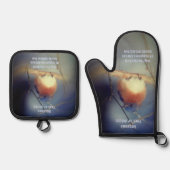 Blauwvogel van geluk Inspirerend Ovenwant & Pannenlap Set (Voorkant)