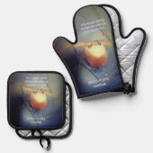 Blauwvogel van geluk Inspirerend Ovenwant & Pannenlap Set (Voorkant / Achterkant)