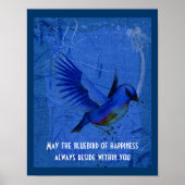 Blauwvogel van geluk Inspirerend prijsopgave Poster (Voorkant)