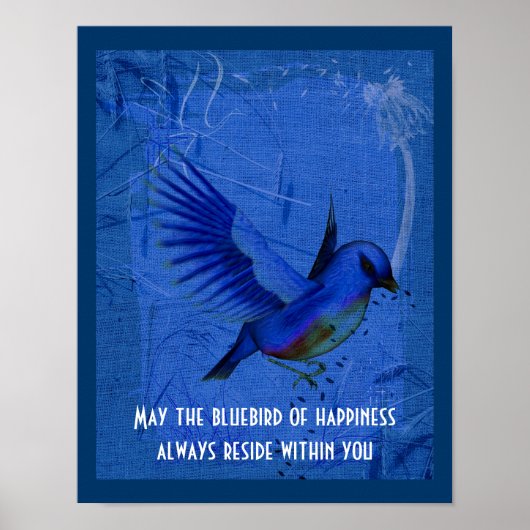 Blauwvogel van geluk Inspirerend prijsopgave Poster (Voorkant)