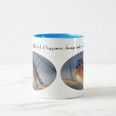 Blauwvogel van geluk Inspirerend Tweekleurige Koffiemok (Center)