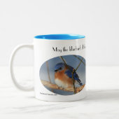 Blauwvogel van geluk Inspirerend Tweekleurige Koffiemok (Links)