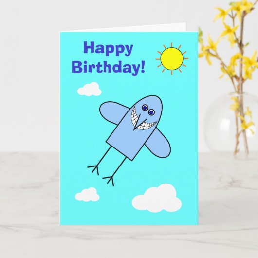 Blauwvogel van geluk kaart (Gele Bloem)