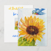 Blauwvogel van geluk met zonnebloem kaart (Voorkant / Achterkant)