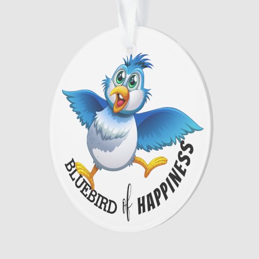 Blauwvogel van geluk ornament (voorkant)