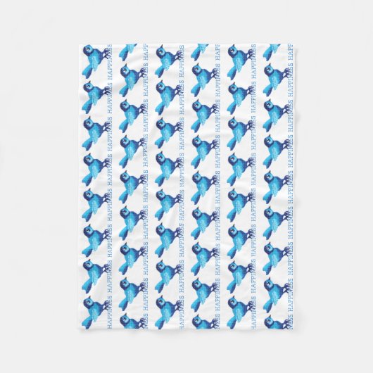Blauwvogel van geluk patroon fleece deken (Voorkant)