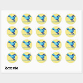 Blauwvogel van geluk ronde sticker (Vel)