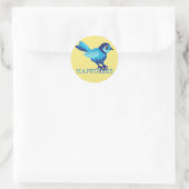 Blauwvogel van geluk ronde sticker (Tas)