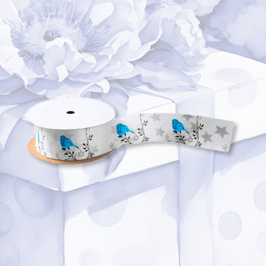 Blauwvogel van geluk satijnen lint