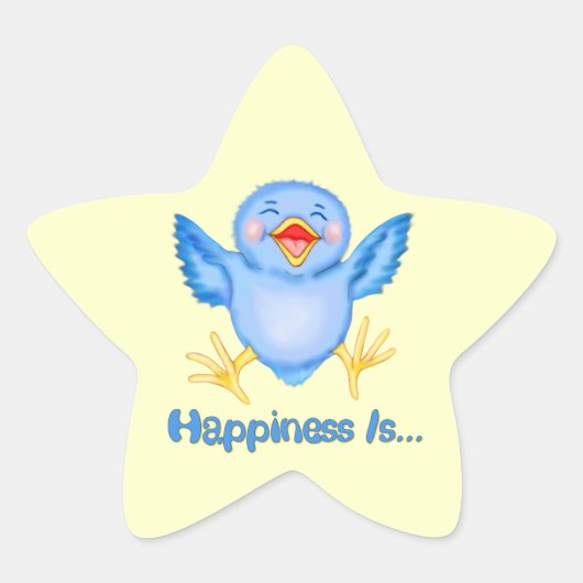 Blauwvogel van geluk ster sticker (Voorkant)