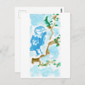 Blauwvogel van het briefkaart van geluk (Voorkant / Achterkant)